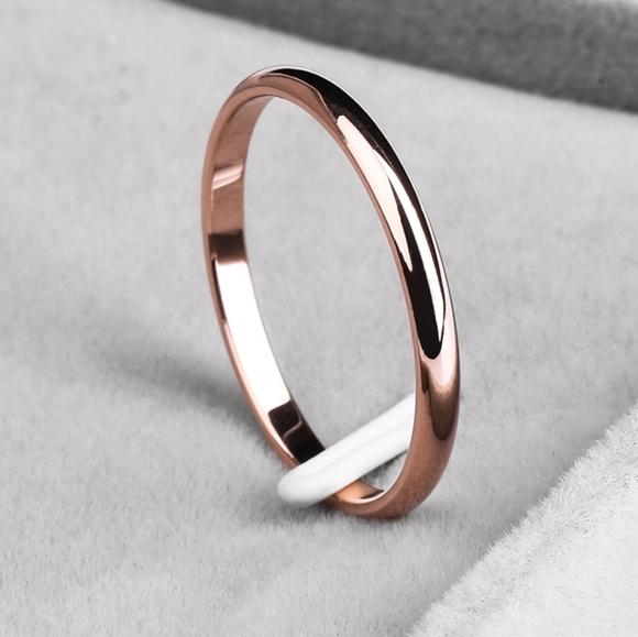 titanium steel band ring Jewelry - Titanium Steel 2mm Thin Polished Band Hypoallergen